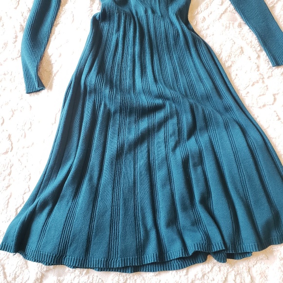 Teal Blue Sweater Dress - Picture 3 of 5